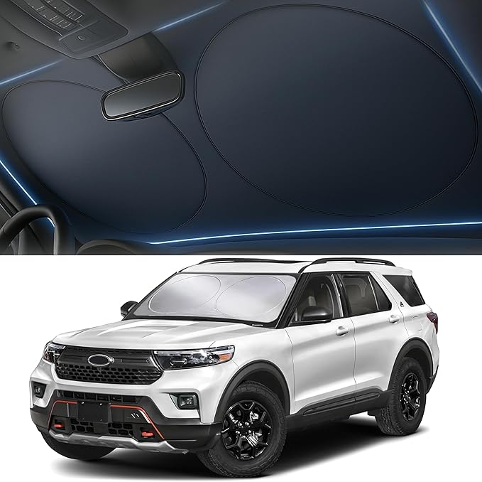Foldable Windshield Sun Shade for Car – 280T Reflective UV and Heat Shield with Storage Bag | Keeps Interior Cool | Universal Fit for Sedans, SUVs, and Trucks – Standard (64" x 32")