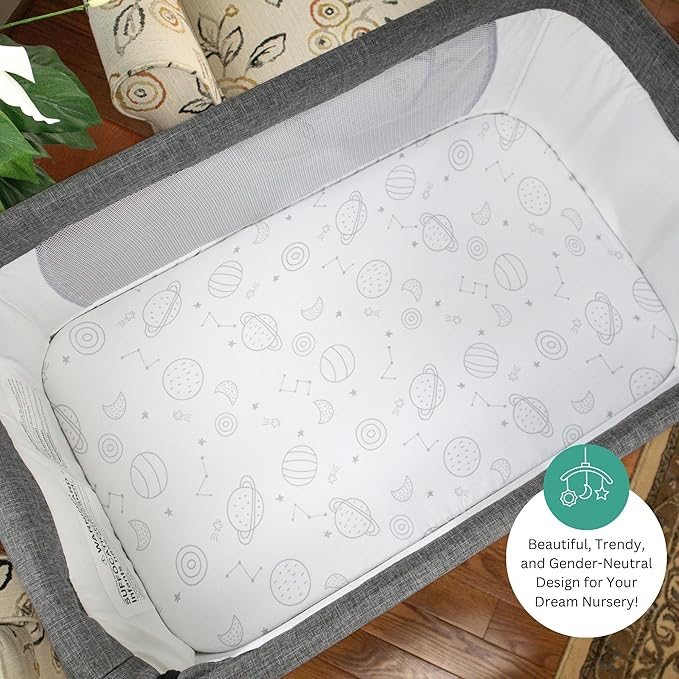 Bassinet Sheets for Angelbliss, Koolerthings, Chicco LullaGo, BCOL, Semphis Bassinet Bedside Sleeper by TansyPanda, 3 Pack, 33x20, Ultra Soft, Breathable, Snug Fit, Unisex Boys Girls, Gray (Space)
