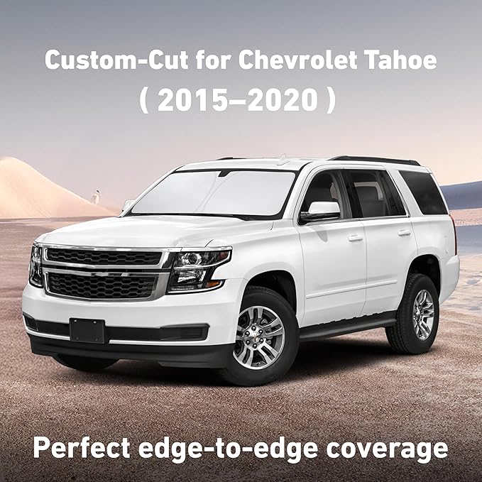 Econour Windshield Sunshade for Chevrolet Tahoe 2015-2018 2019 2020, Sun Visor for Front Windshield & Window Sun Shade Cover, UV Heat Blocker & Protector, Car Accessories
