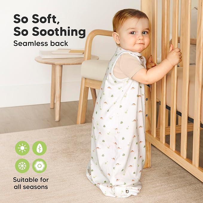 2-Pack Organic Baby Sleep Sacks, 100% Cotton - Soft & Breathable 0.5TOG Baby Wearable Blanket, Toddler Sleeping Sack 6-18 months, Easy to Wear Transitional Swaddles for Newborns, Infants(Roarsome, M)