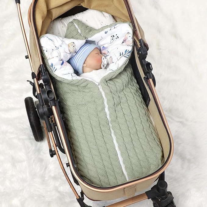 Yanmucy Baby Swaddle Blanket Multifunction Wrap Knitted Sleeping Bag Newborn Baby Receiving Blankets Stroller Wrap for 0-12 Months (Green)