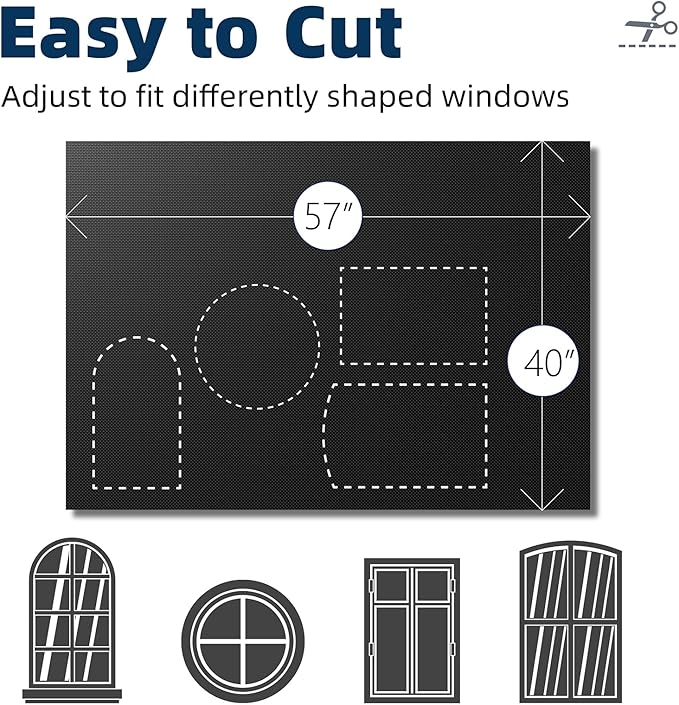 NIGHTON Portable Blackout Curtains 40"×59" Strong Hook and Loop Tape Strips with Adhesive,Black out Shades That can be Cut,100% Blackout Material Blackout Blinds for Baby Nursery or Travel-Black 2Pack