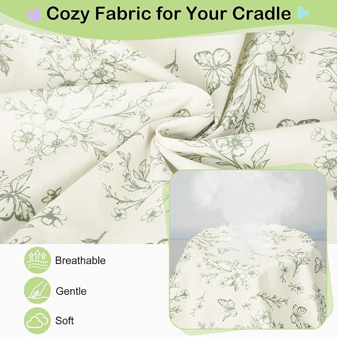 FIOBEE Baby Bassinet Sheets for Girls Boys 2 Pack Waterproof Bassinet Mattress Elastic Fitted Crib Sheets Universal Fit for Hourglass Oval and Rectangle Bassinet Sheet, Green
