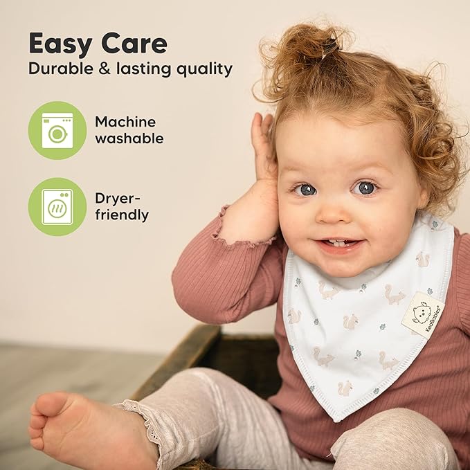 KeaBabies 8-Pack Organic Baby Bandana Bibs for Girls - Super Absorbent Triangle Baby Bibs for Drooling and Teething Infant, 100% Cotton Extra Soft for Newborn, Infant 0-36 Months (Fall Spores)