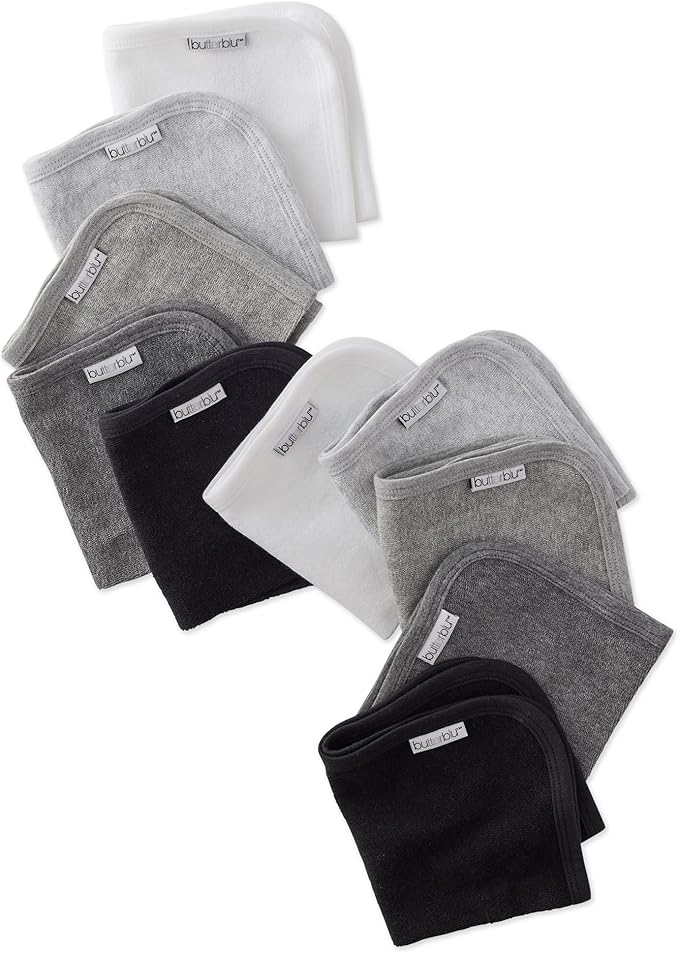River 10-Pack Baby Terry Washcloths 100% Organic Cotton Absorbent for Baby and Toddler Boys & Girls, Stone Ombre Rainbow, One Size