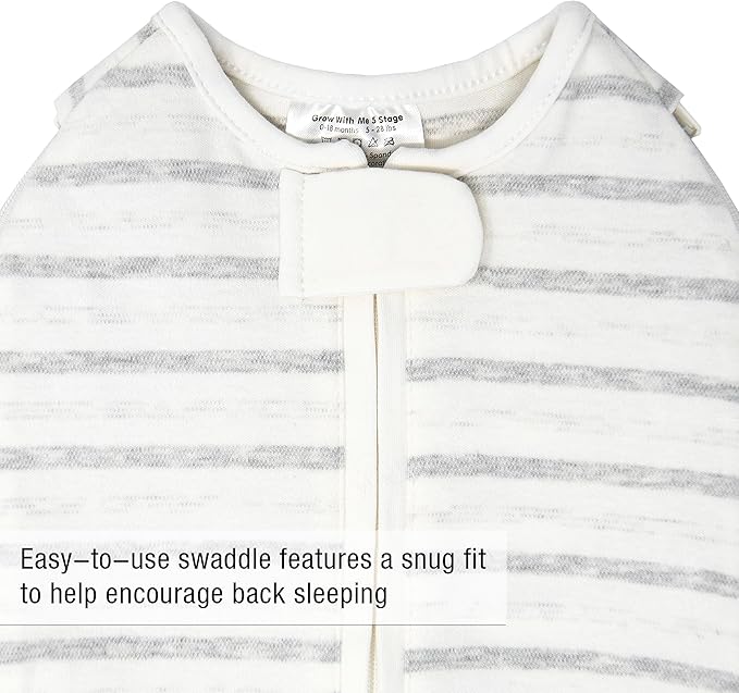Woombie Grow with Me Baby Swaddle, Convertible Swaddle Fits Babies 0-9 Months, Expands to Wearable Blanket for Babies up to 18 Months, Twilight Stripes