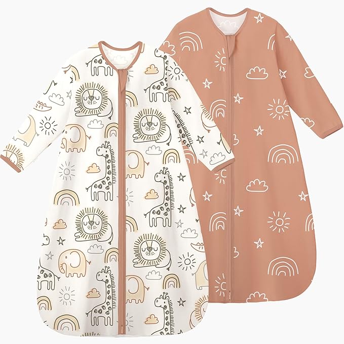 Yoofoss Baby Sleep Sack 18-24 Months Long Sleeve Wearable Blanket Baby 100% Cotton 2-Way Zipper 0.5 Tog Toddler Sleeping Sack, Lightweight(X-Large)