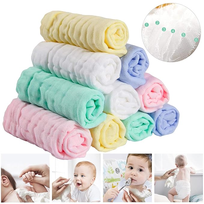 Muslin Cloth, Baby, Washcloths, Muslin Cloths, Burp Cloths, Girls, Boys, Wet Wipes, Children, Muslin, Burp Cloth, Pack of 30, 25 x 25 cm