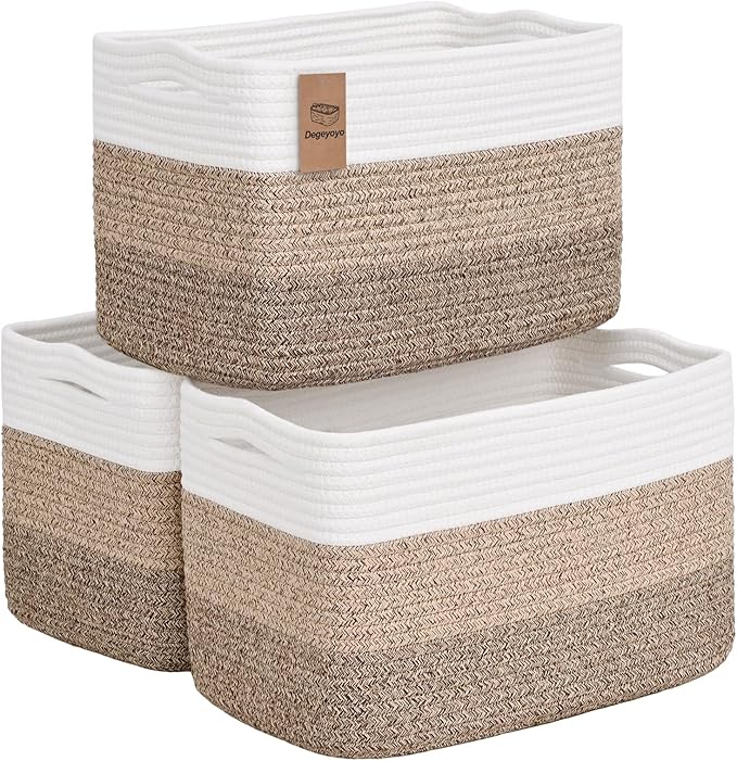 Woven Storage Baskets, Baskets for Organizing, 3 Pack Woven Basket for Storage, Storage Baskets for Shelf, Towel, Toy, Book, Closet, Baby 15"×10"×9"