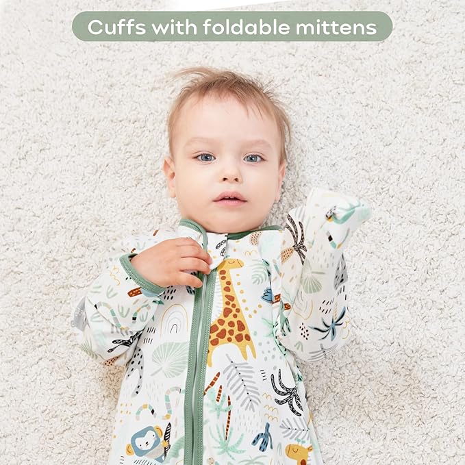 Yoofoss Baby Sleep Sack 6-12 Months Long Sleeve Wearable Blanket Baby 100% Cotton 2-Way Zipper 0.5 Tog Infants Sleeping Sack, Lightweight(Medium)