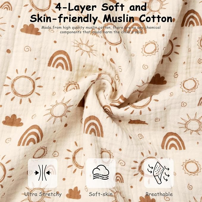 MEXXI Baby Sleep Sack 6-12 Months 1.0 TOG, 2 Pack Muslin Wearable Blanket, Baby Sleeping Bag with 2-Way Zipper for Babies Unisex