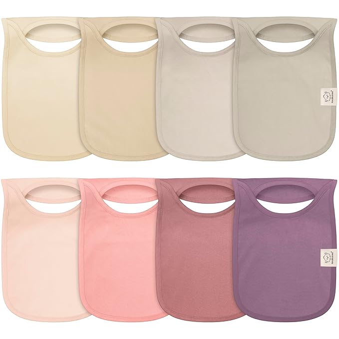 KeaBabies 8-Pack Baby Bibs for Boys, Girls - Pullover Bibs for Drooling Teething Baby Girl & Boy Toddler, Newborn, Soft & Absorbent, Cute Colors, Large Torso Coverage Keep Infant Clean & Dry (Dahlia)