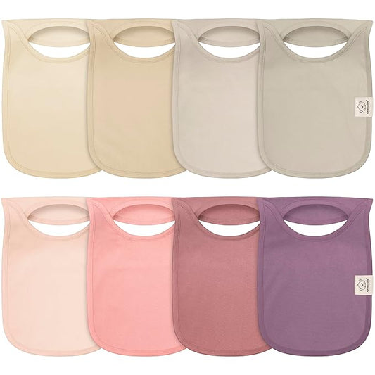 KeaBabies 8-Pack Baby Bibs for Boys, Girls - Pullover Bibs for Drooling Teething Baby Girl & Boy Toddler, Newborn, Soft & Absorbent, Cute Colors, Large Torso Coverage Keep Infant Clean & Dry (Dahlia)
