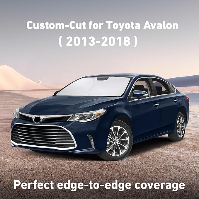 Econour Windshield Sunshade for Toyota Avalon 2013-2016 2017 2018, Sun Visor for Front Windshield & Window Sun Shade Cover, UV Heat Blocker & Protector, Car Accessories
