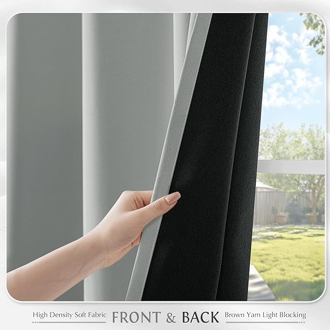 Beauoop Grey 100% Blackout Curtains 84 Inch Long 2 Panels for Bedroom Living Room Solid Room Darkening Thermal Insulated Soundproof Energy Saving Grommet Top Window Treatment Drapes,52x84 2 Set
