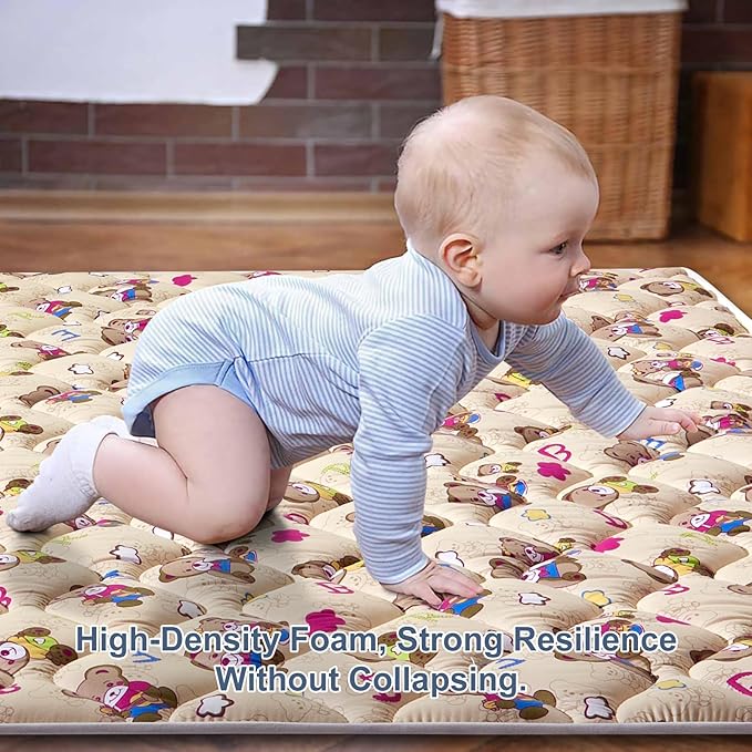 Baby Play Mat - 72" X 48",Premium Thicker Foam One-Piece Machine Washable, Extra Large Anti-Slip Soft Cushioning Foam Playmats for Babies and Toddlers, Foldable Baby Crawling Mat for Playpen