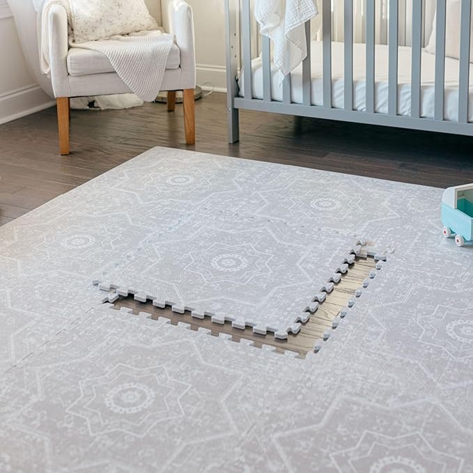 Baby Play Mat for Floor - Layla (6x6ft) - Premium EVA Foam Play Mat for Babies & Toddlers (Ages 0-5+) - Non-Toxic Playmat for Tummy Time, Crawling & Playroom - Stylish & Comfortable