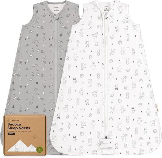 2-Pack Baby Sleep Sacks, Zipper Wearable Blanket - 0.5TOG Organic Cotton, Lightweight, Soft Cozy Toddler Sleeping Sack 6-12 months, Easy to Wear Large Newborn Transition Swaddles Sleepsacks (Woodland)