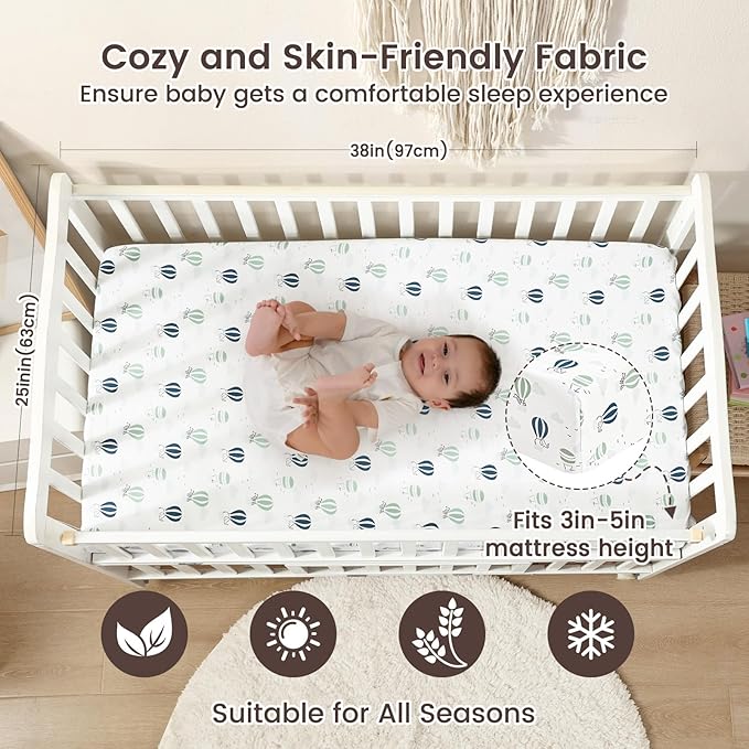 david's kids 3 Pack Mini Crib Sheets, Soft Breathable Premium Pack N Play Sheets for Baby Boys Girls Neutral, Playard and Mini Crib Mattresses, Animals
