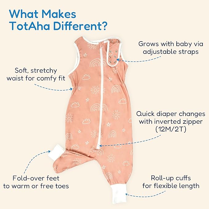 TotAha Toddler Sleep Sack with Legs, 0.5 TOG Light and Soft Baby Sleeping Bag, Walker Sleep Sack for Babies 12-24M, 2T-3T