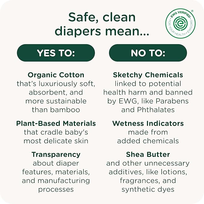 Our Diapers | The First EWG Verified & Microbiome-Friendly Diaper | 12-Hour Leak Protection | Made with Organic Cotton & Plant-Derived Materials | Totally Chlorine Free | Size 5 (27-35 lbs) 30 Count