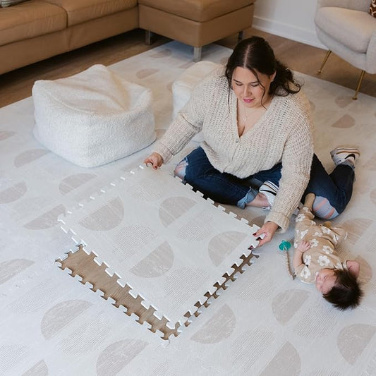 Baby Play Mat for Floor - Aura Oat (4x6ft) - Premium EVA Foam Play Mat for Babies & Toddlers (Ages 0-5+) Non-Toxic Playmat for Tummy Time, Crawling & Playroom - Stylish & Comfortable
