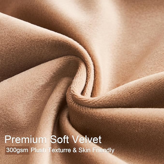 Topfinel Extra Long Blush Beige Velvet Blackout Curtains 108 Inches Long for Living Room Large Window,Grommet Cold Blocking Noise Cancelling Heavy Tall Floor Length Track Curtains 2 Panels 9 FT