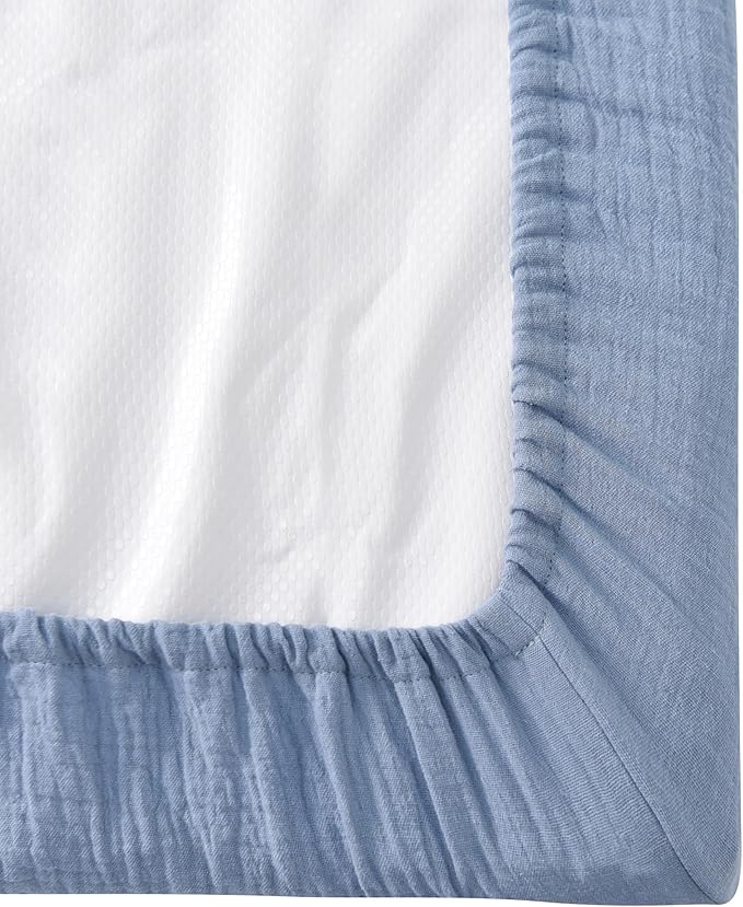Changing Pad Cover for Baby Girls Boys - 100% Organic Cotton Muslin Changing Pad Sheets with Secure 360° Elastic Fit, Ultra-Soft for Delicate Skin, 2 Pack