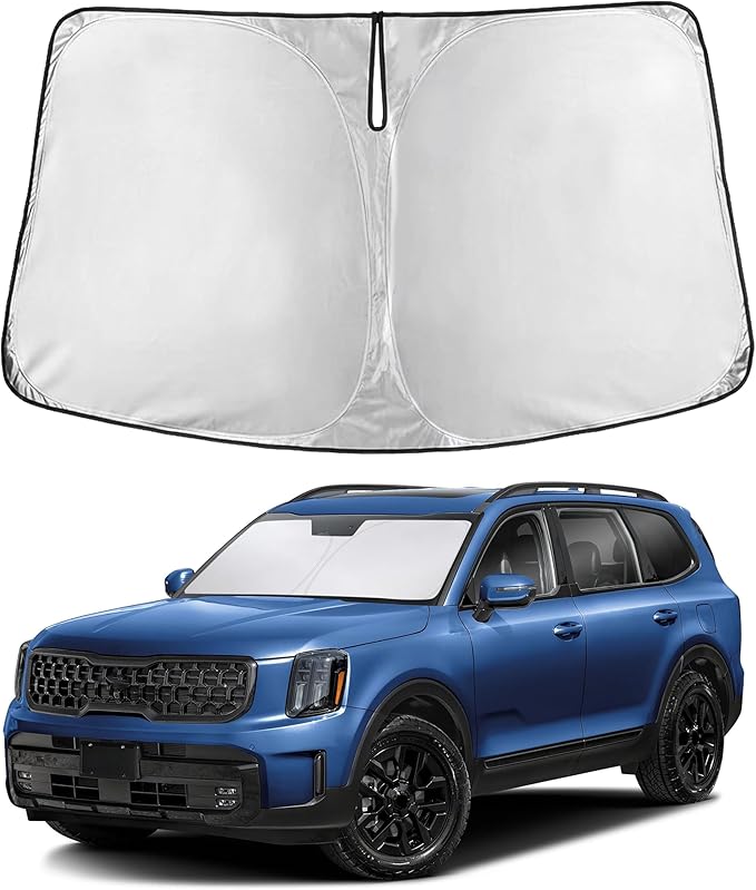 Econour Windshield Sunshade for Kia Telluride 2020-2023 2024 2025, Sun Visor for Front Windshield & Window Sun Shade Cover, UV Heat Blocker & Protector, Car Accessories