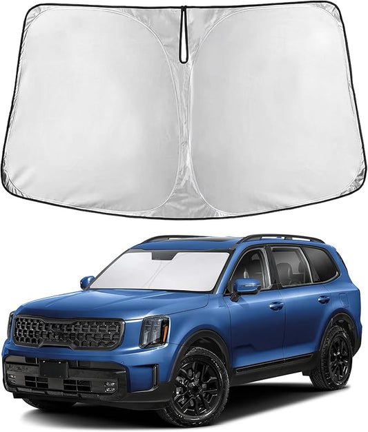 Econour Windshield Sunshade for Kia Telluride 2020-2023 2024 2025, Sun Visor for Front Windshield & Window Sun Shade Cover, UV Heat Blocker & Protector, Car Accessories