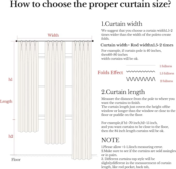 Pinch Pleated Curtains for Living Room Bedroom Dining Room - 120 Inches Light Filtering Floral Curtains Luxury Linen Drapes Farmhouse Window Curtains with Hooks and Rings - 2 Panels Set
