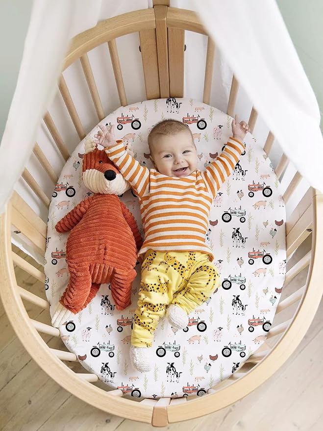 TotAha Premium Stretchy Bassinet Cradle Sheets (2-Pack) -Hypoallergenic, Silky Comfort, Buttery Soft, Calming Effect, All-Season Jersey-Knit Sheets, 32 X 16 X 3'' Halloween Pumpkin