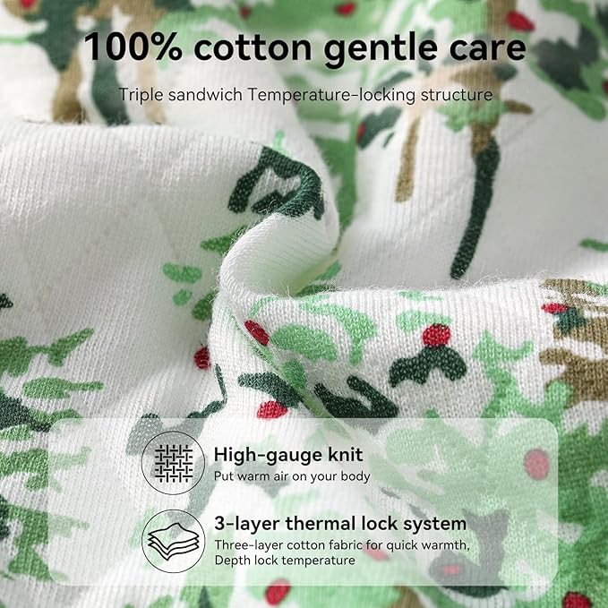 Unnivoll Baby Sleep Sack 6-12 Months 1.5 Tog Baby Wearable Blanket 100% Cotton Fabric Warm Sleeping sack with 2-Way Zipper Quilted for Infant Newborn Tog Green Pine