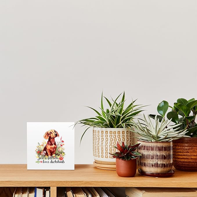 Dachshund Decor Wooden Box Sign Decorative, Home Room Desk Decorations For Teens Teenage Girls Age 8-12, Dachshund Lovers Themed Gifts Stuff Accessories Things Merchandise Items!