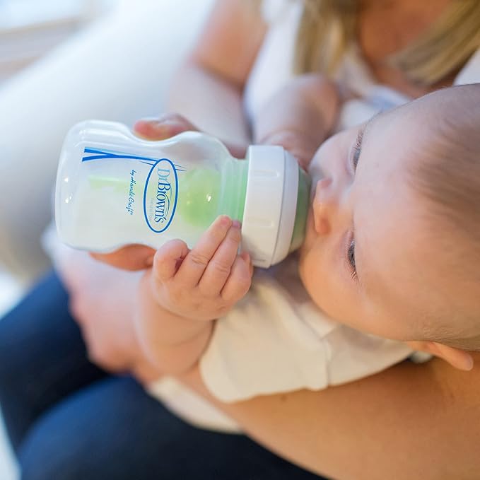 Dr. Brown’s Natural Flow Anti-Colic Options+Wide-Neck Baby Bottle, 5 oz/150 mL, Level 1 Nipple, 1-Pack, 0m+