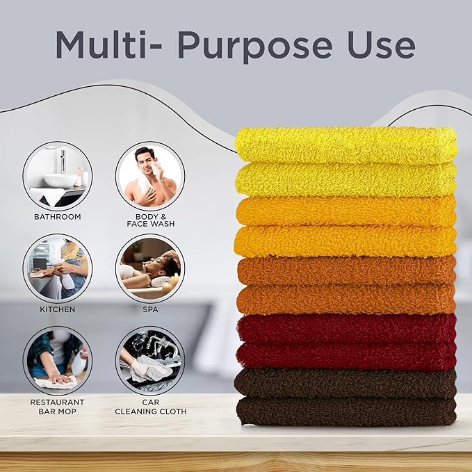 DecorRack 20 Pack 100% Cotton Wash Cloth, Luxurious Soft, 12 x 12 inch Ultra Absorbent, Machine Washable Washcloths, Assorted Set 1 (20 Pack)