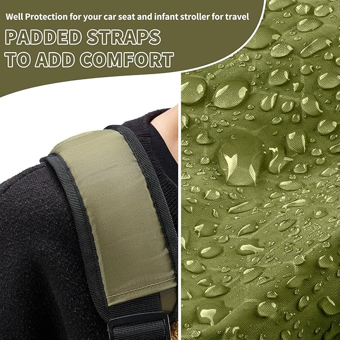 MOYAQI Stroller Travel Bag for Airplane, Gate Check Bag Backpack with Durable Nylon,Adjustable Carry Straps,Infant Carriers & Booster Seats (live Green)