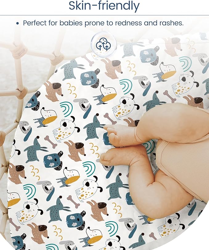 TotBasic Pack and Play Sheets Fitted, Ultra Soft Mini Crib Sheets Boy, Neutral Pack N Play Mattress Sheets Hypoallergenic and Soothing, Premium Jersey Playrad Sheets, Print Dino Animals, 2 Pack