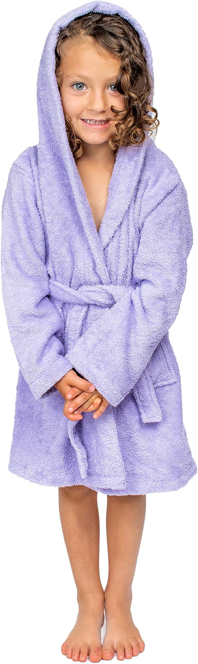 BAGNO MILANO Kids Organic Turkish Cotton Hooded Beach Cover-Up Towel, GOTS Certified, for Boys and Girls (Purple, 13-15 Years)