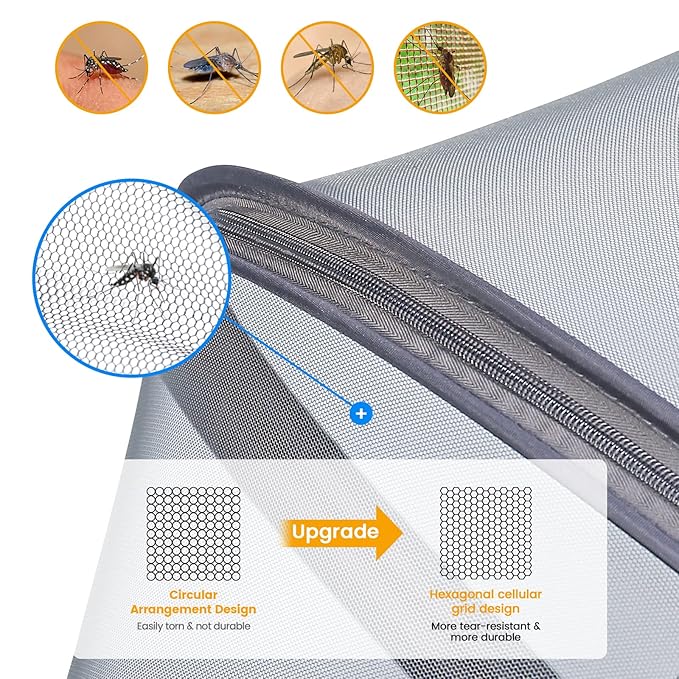 Orzbow Mosquito Net for Stroller | Universal Baby Bug Net for Strollers, Car Seats, Bassinets, Cradles, Mini Cribs, Breathable & Foldable Mosquito Cover with Travel Bag, Baby Summer Essentials, Grey