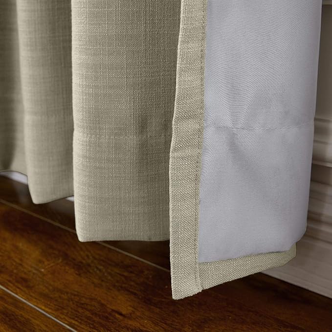 ChadMade 84W x 102L Inch Taupe Grey Linen Polyester Curtain Drapes with Blackout Lining, Room Darkening Antique Bronze Grommet Curtain for Sliding Glass Door Patio Door Living Room (1 Panel)