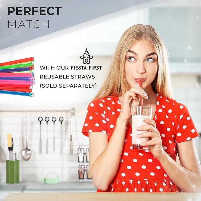 Buenalife Heavy Duty Cleaning Brushes Set of 8 - Extra Long Straw Cleaners for Metal and Plastic Reusable Drinking Straws, to Clean Small Spaces, Sippy Cups, Water Bottles - Sturdy Hard Brush Bristles