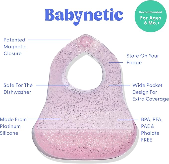 Babynetic Magnetic Silicone Baby Bib – Waterproof, Dishwasher Safe, BPA Free Food-Grade, Feeding Bib for Infants and Toddlers