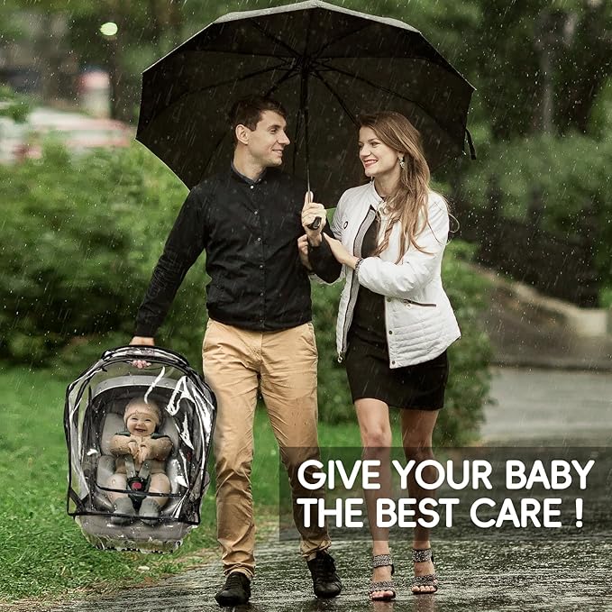 bemece Car Seat Rain Cover, Baby Car Seat Rain Cover Universal with Side Ventilation and Quick-Access Large Window, Protected from Rain, Snow, Wind and Dust, Baby Travel Accessories