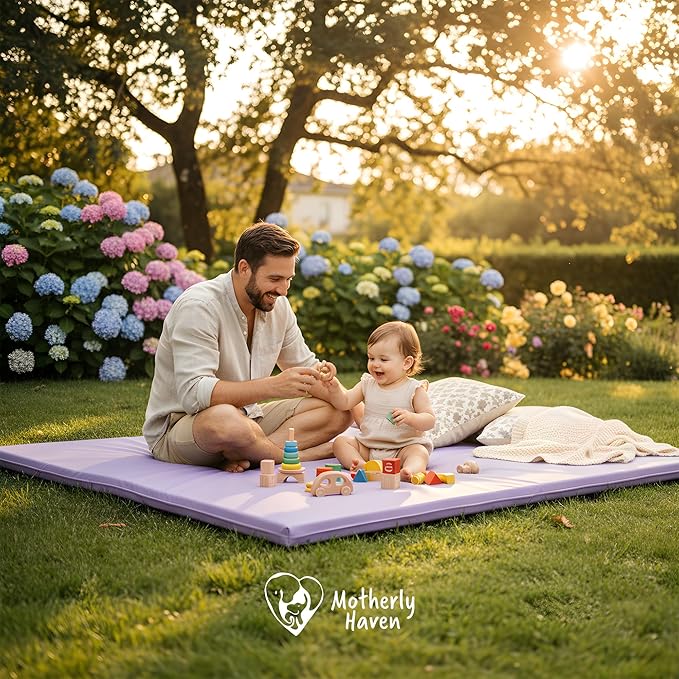Play Mat Cover Only – Fits 50x50x1 Rollable Foam Floor Mat for Babies – Waterproof, Easy to Clean Replacement Cover for Tummy Time & Crawling –Purple