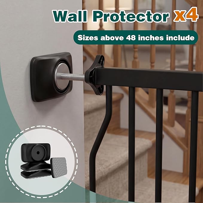 TSAYAWA Extra Wide Baby Gate with Door, 52.76~62.2 Inch Wide Presure Mounted No Drill Metal Auto Close Child Gate for Stair Doorway - Indoor Outdoor Safty Gate for Toddler Dog Doggie, Black