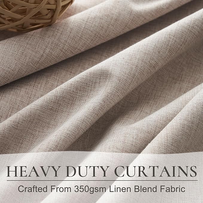 Farmhouse Style 95 Inch Curtains for Living Room Drapes, Pinch Pleated Linen Blackout 8ft Earthy Curtain Heat Blocking Blackout Window Treatment 2 Burg Panels Sunroom/Patio Sliding Door (40Wx95L)