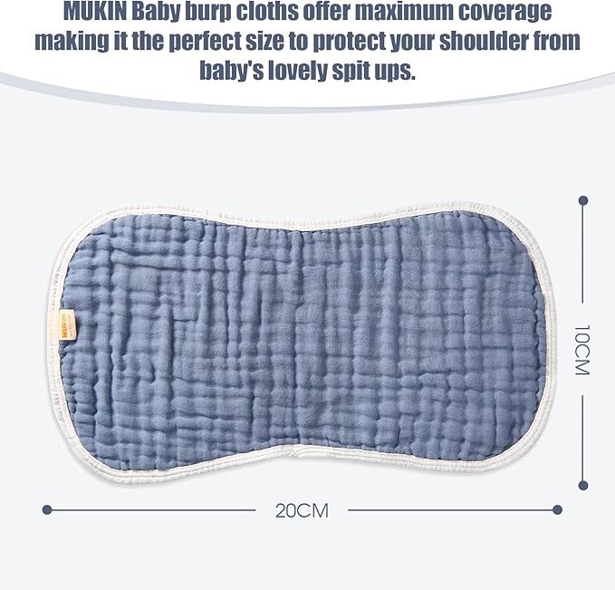 MUKIN Baby Burp Cloths -Burping Cloth Sets for Unisex Perfect for Newborn Burping Rags for Boys and Girls (Multicolored 2)