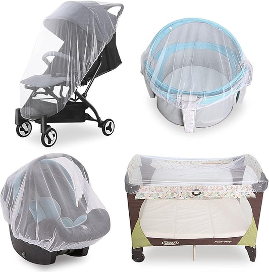 Baby Mosquito Net for Stroller, Reusable Bug Net for Stroller, Playards, Pack N Plays and Portable Mini Crib, Portable & Durable Baby Insect Netting, White