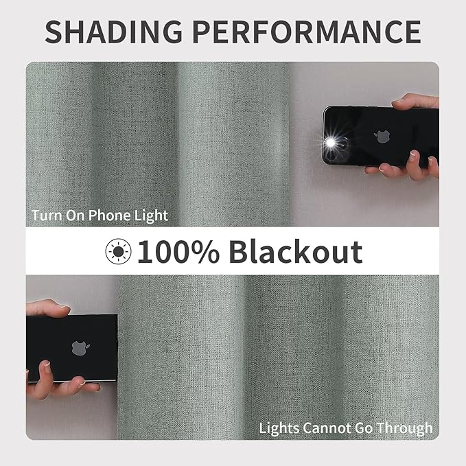 Joydeco 100% Blackout Curtains Customize for Living Room Bedroom, Sage Green Grommet Privacy Thermal Insulated Room Darkening Curtain 1 Panel (Custom Size, Color)